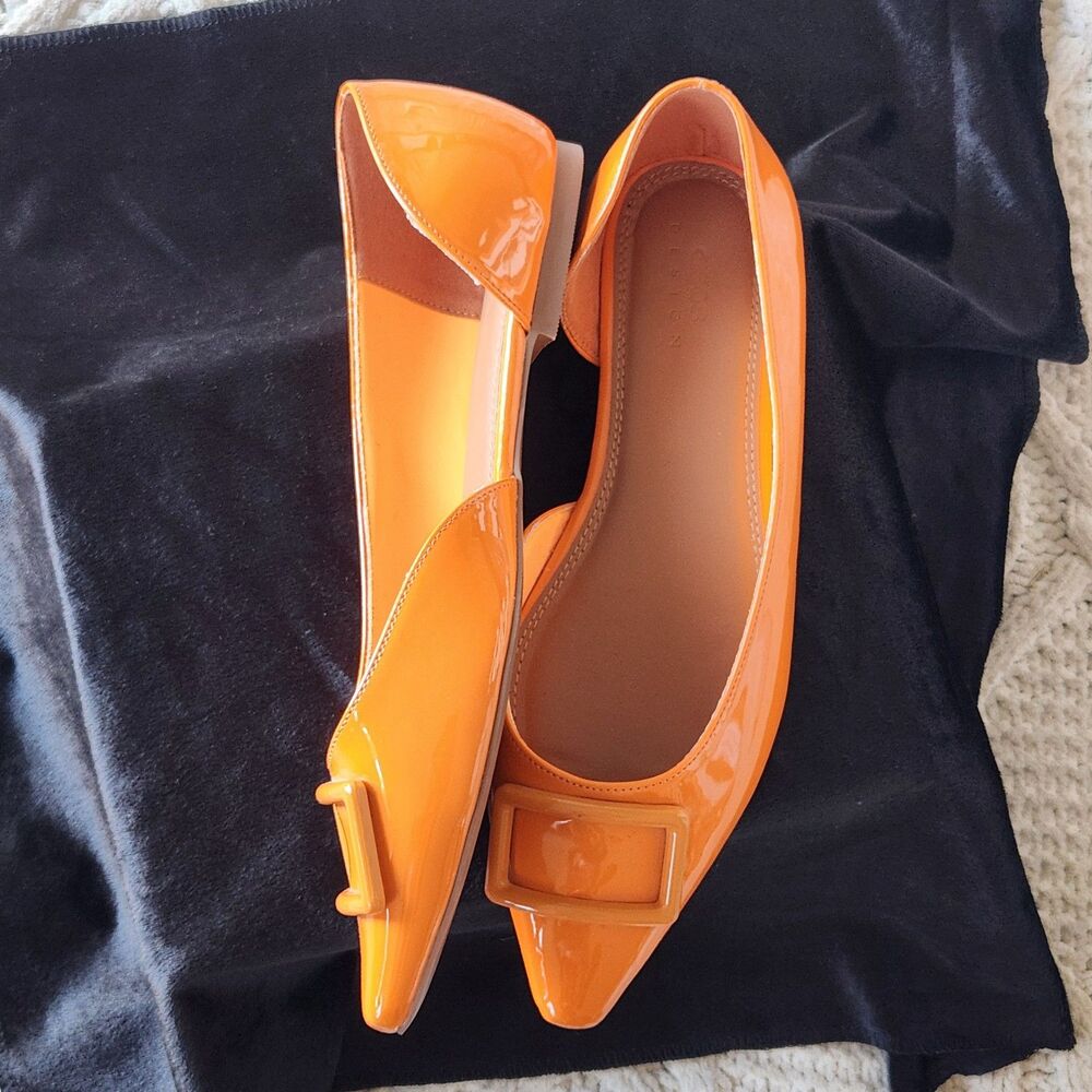 NEW ASOS Wide fit Lozzy d'orsay Pointed Toe Open Side Flats Orange Size 8.5